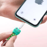 Juego de 4 protectores de cable con dibujos de animales, minicubierta para cable y enrollador de cable de carga