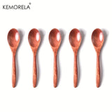 Juego de 6 cucharas de madera para té y café: juego de agitadores de mango largo para miel y postres