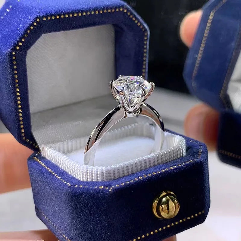 1ct Moissanite Solitaire Ring – 925 Sterling Silver Engagement Ring for Women