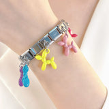 Pulsera unisex de acero inoxidable y aleación de zinc con forma de animal y holograma: elegante, duradera y moderna