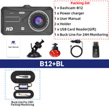4.0 Inch Full HD Car Dashcam with Front and Rear Cameras – Night Vision, G-Sensor, and Loop Recording