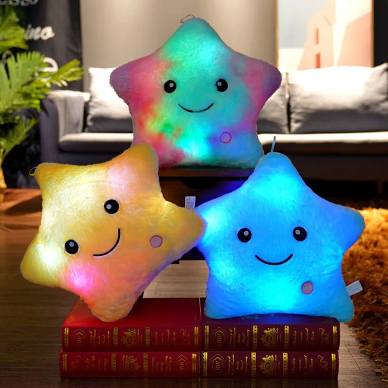 Glow-in-the-Dark Star Pillow - LED Light Up Plush Toy & Night Light for Kids
