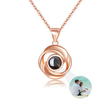 Personalized Photo Projection Necklace with Rose Pendant