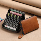 Men’s Split Leather Wallet – Stylish Short Card Holder with Zipper & Multi-Slot Design
