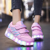High-Top Waterproof LED Light-Up Shoes for Teens – Unisex Hook & Loop Sneakers (Ages 14+)