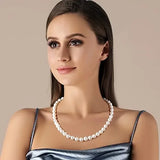 Elegant Baroque Freshwater Pearl Necklace with 925 Sterling Silver Clasp