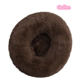 Plush Donut Cat Bed - Super Soft Washable Pet Nest (5 Sizes, 20 Colors)