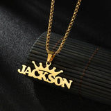 Collar con nombre y corona personalizado: joyas de acero inoxidable personalizadas para hombres y mujeres