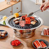 Parrilla coreana para barbacoa de 13 pulgadas: parrilla de carbón multifuncional para mesa con ahumador, red y bandeja