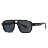 SHAUNA Gafas de sol cuadradas con doble puente retro para mujer, con tonos degradados, UV400, marca de moda, diseñador, remaches, gafas de sol para hombre