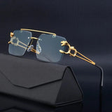 Gafas de sol cuadradas de lujo sin montura: moda de diseño vintage para hombres y mujeres