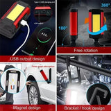 Magnetic COB Work Light – USB Rechargeable LED Flashlight & Camping Lantern