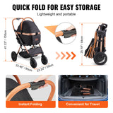 Cochecito plegable para mascotas: capacidad de 30 kg, con frenos y portabebés desmontable para perros pequeños y medianos
