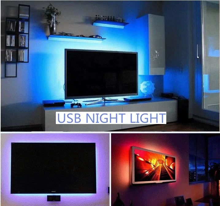 Tira de luces LED USB: luz nocturna flexible de 5 V para TV, PC, computadora portátil y decoración del hogar
