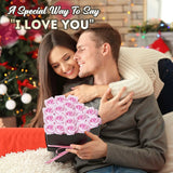 24pc Velvet Rose Bouquet in Heart Box with "I Love You" Necklace - Valentine's Gift Set