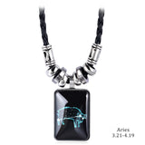 Trendy Geometric Glass Pendant Necklace for Women – Zinc Alloy & Leather Design