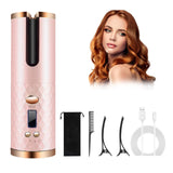Cordless Automatic Hair Curler with Adjustable Temperature & LCD Display