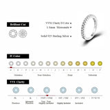 Moissanite Wedding Band Ring – 925 Sterling Silver with 18K White Gold Plating