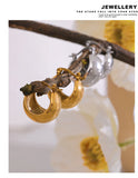 Pendientes de aro de acero inoxidable de moda: elegantes joyas bañadas en oro para mujer