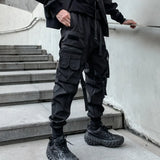 Men’s Loose Fit Safari Cargo Overalls – Multi-Pocket Streetwear Pants for All Seasons