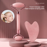 Natural Pink Jade Roller for Face with Gua Sha for Anti-Aging
