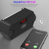 Portable Bluetooth Speaker with FM Radio, Bass Diaphragm & TWS Stereo Support