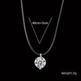 Crystal Ball Pendant Choker – Transparent Fishline Necklace for Women, Elegant Wedding & Party Jewelry