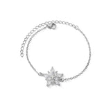 Pulsera de acero inoxidable con dijes de moda para mujer: diseño de plantas con cierre de pinza de langosta