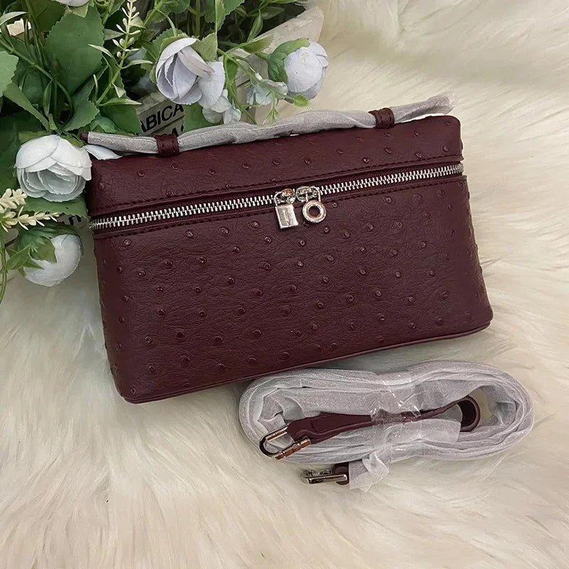 Premium Cowhide Ostrich Leather Crossbody Bag – Multi-Functional & Stylish