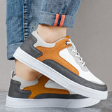Men’s Lightweight Breathable Summer Sneakers – Lace-Up Artificial Leather Casual Shoes