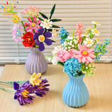 3D Flower Building Blocks – Sunflower & Rose Bouquet Bricks Kit for DIY Home Decor, Educational Toys for Kids and Adults