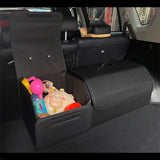 PU Leather Car Trunk Organizer Box with Lid | Foldable Auto Storage Bag for Vehicle Cargo