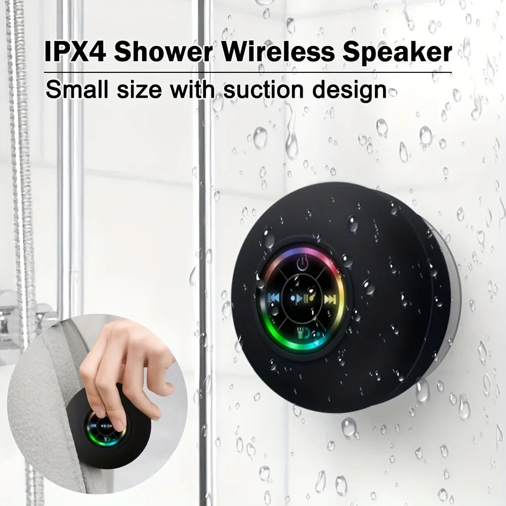 Waterproof Bluetooth Shower Speaker – Portable Wireless Speaker with Suction Cup & Rich Bass