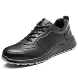 Men’s PU Leather Work Boots – Lace-Up Ankle Safety Boots with Rubber Sole for Spring & Autumn
