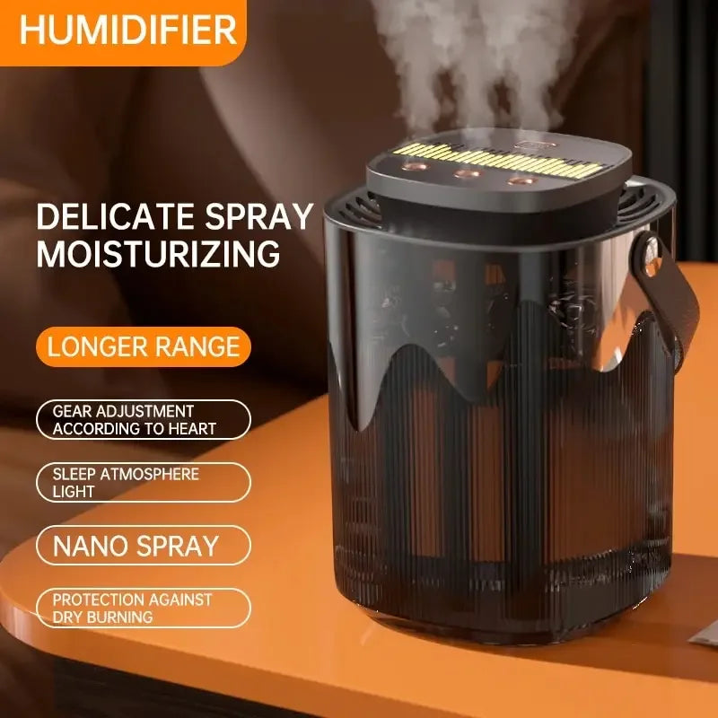 Humidificador USB de gran capacidad: pulverizador de 3 boquillas con luz LED y función de aromaterapia