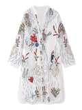 Bohemian Floral V-Neck Midi Dress for Women - Summer Full-Sleeve Slim Fit