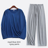 Men’s Solid Color Polyester Spandex Pajamas – Lightweight & Comfortable Sleepwear