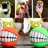 Squeaky Rubber Dog Toy Ball - Teeth Cleaning Chew Toy with Smile Design (7cm)