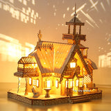 3D Wooden Castle Puzzle - DIY Villa House Model Kit with LED Lights