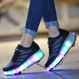 Kids Light-Up Casual Shoes – Unisex Hook & Loop Sneakers for Ages 4-12