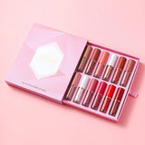 Juego de brillo labial de larga duración y alto brillo: colección de 12 piezas
