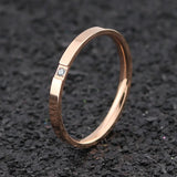 Minimalist Titanium Steel Round Zircon Ring – Elegant Stainless Steel Jewelry for Women