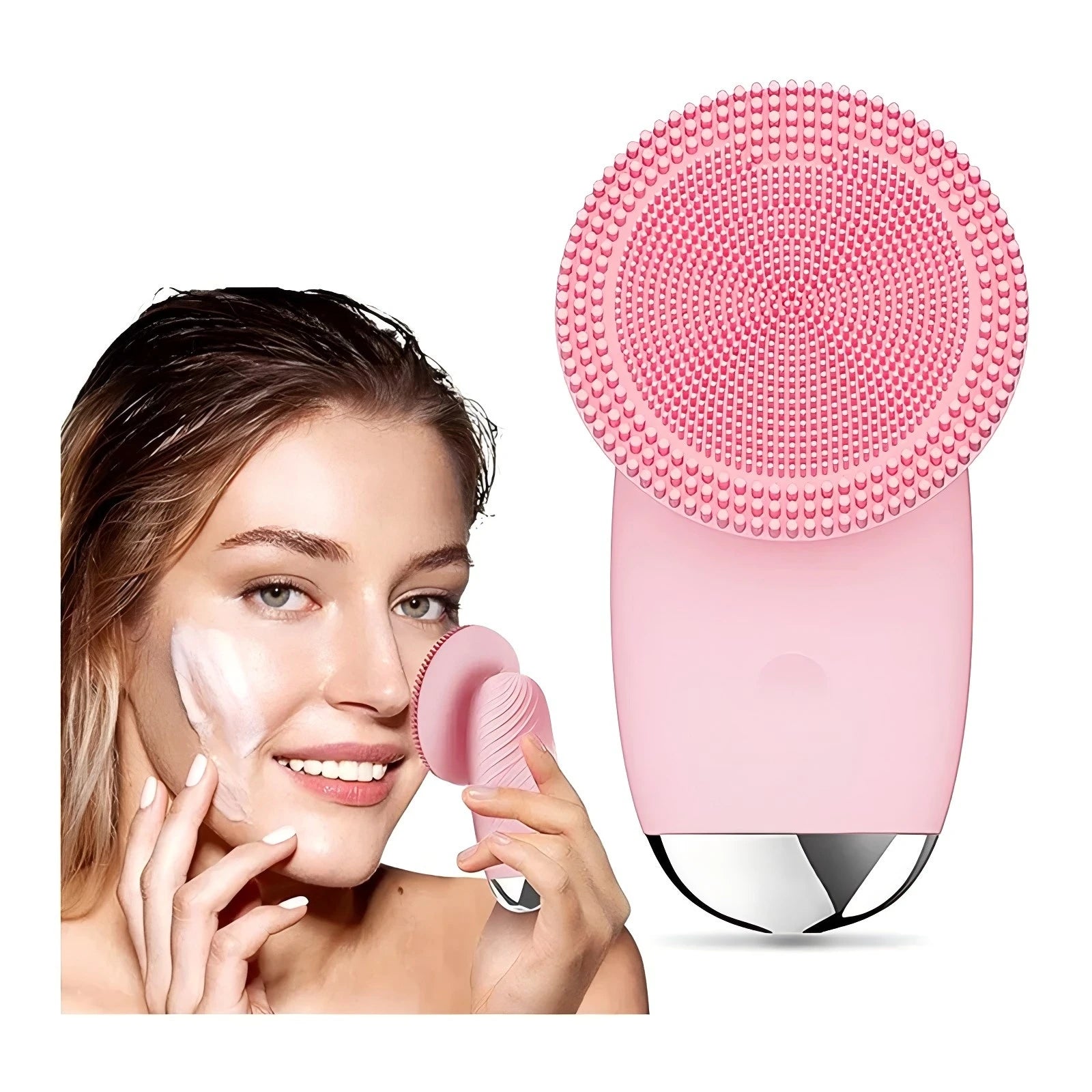Wireless Silicone Facial Cleansing Brush with 5-Speed Vibration & Anti-Aging Massage