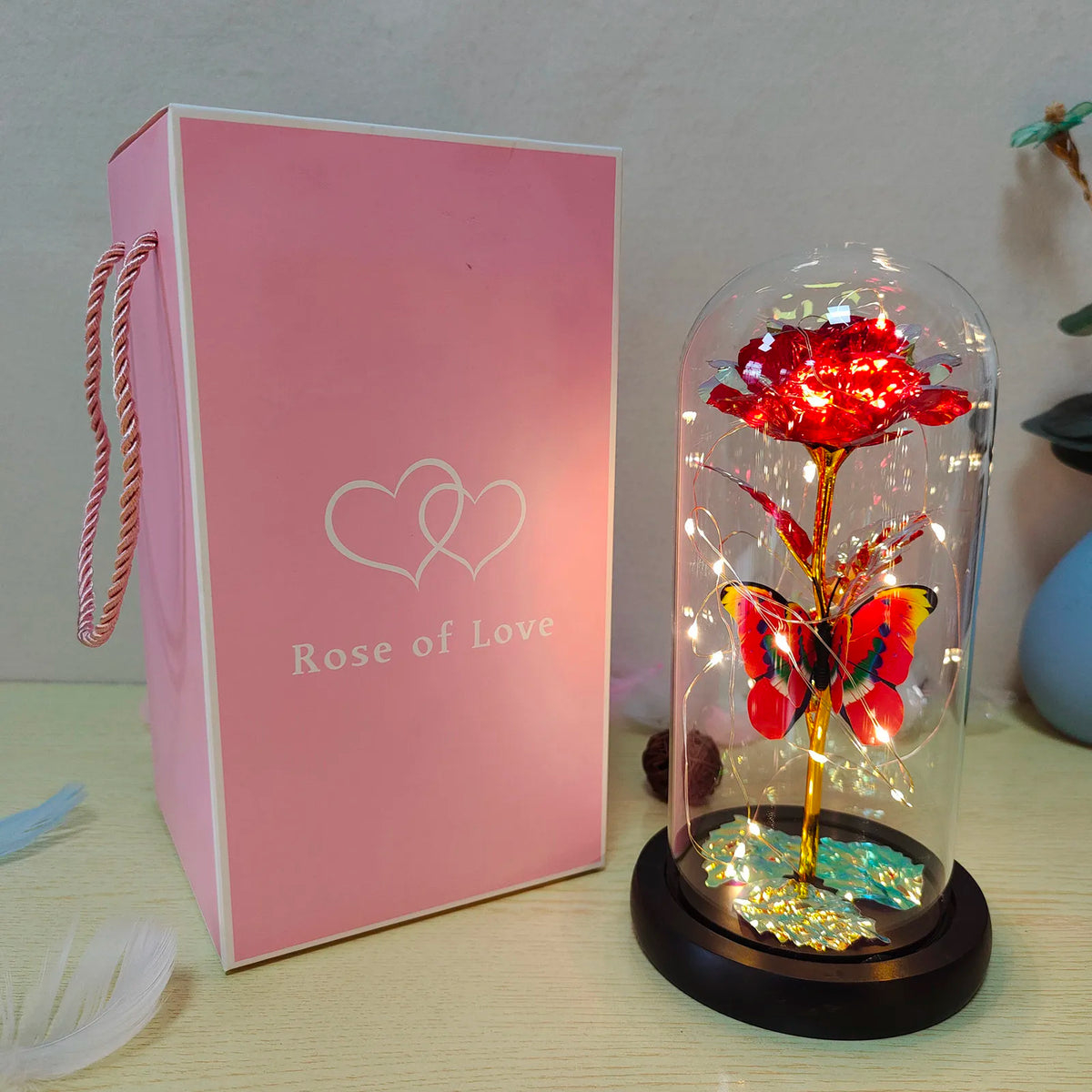 LED Galaxy Rose in Glass Dome - Eternal Flower Gift for Valentine's Day & Weddings