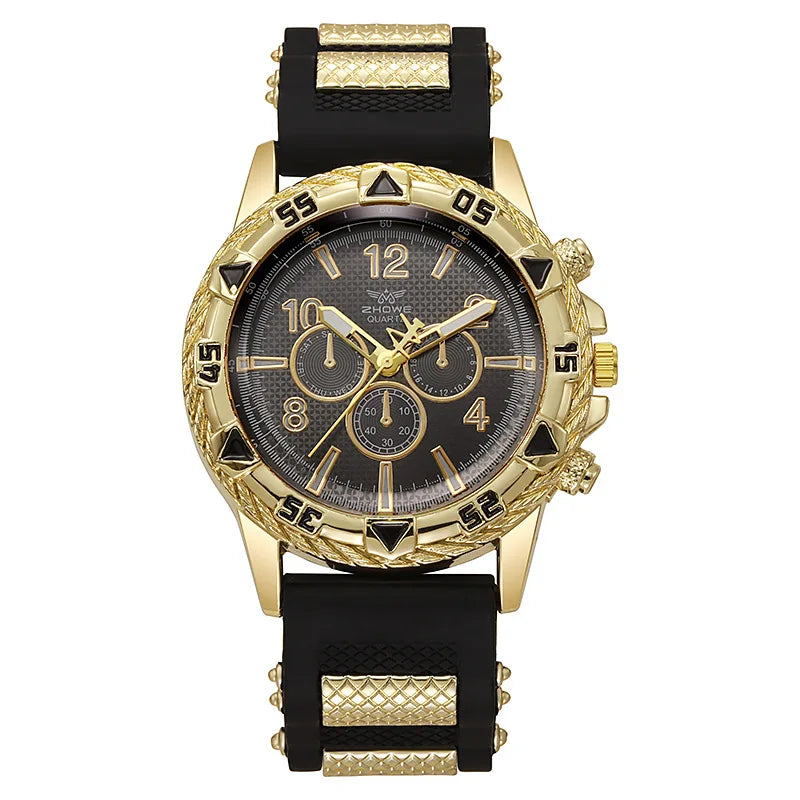 Men's Fashion casual Silicone Band Quartz Wrist Watch（Box Not Included ）