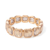 Gold Crystal Beaded Bohemian Elastic Bracelet for Women