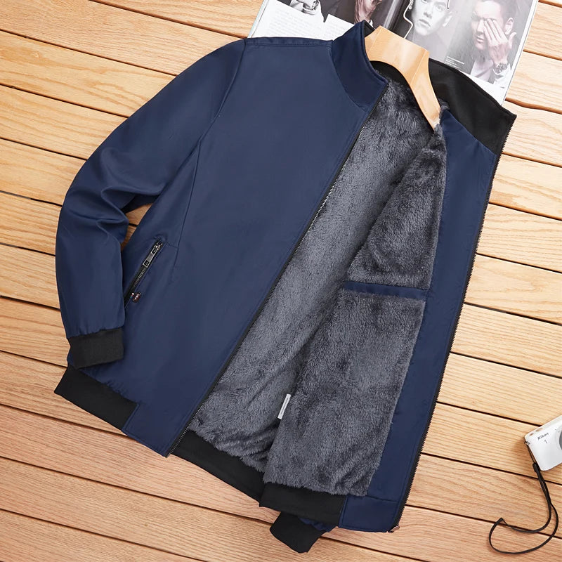 Men's Winter Bomber Jacket – Slim Fit Pilot Coat with Fleece Lining