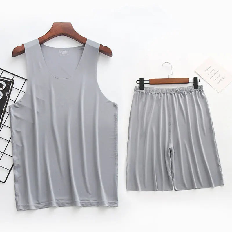 Men’s Ultra-Thin Sleeveless Pajama Set – Breathable, Quick-Dry Sleepwear