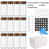 13 tarros de especias de vidrio de 4 oz: recipientes para condimentos con tapa de bambú para almacenamiento en estantes de especias
