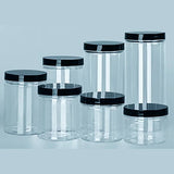 Airtight Clear Plastic Storage Jar – Sealed Food Container with Black Lid